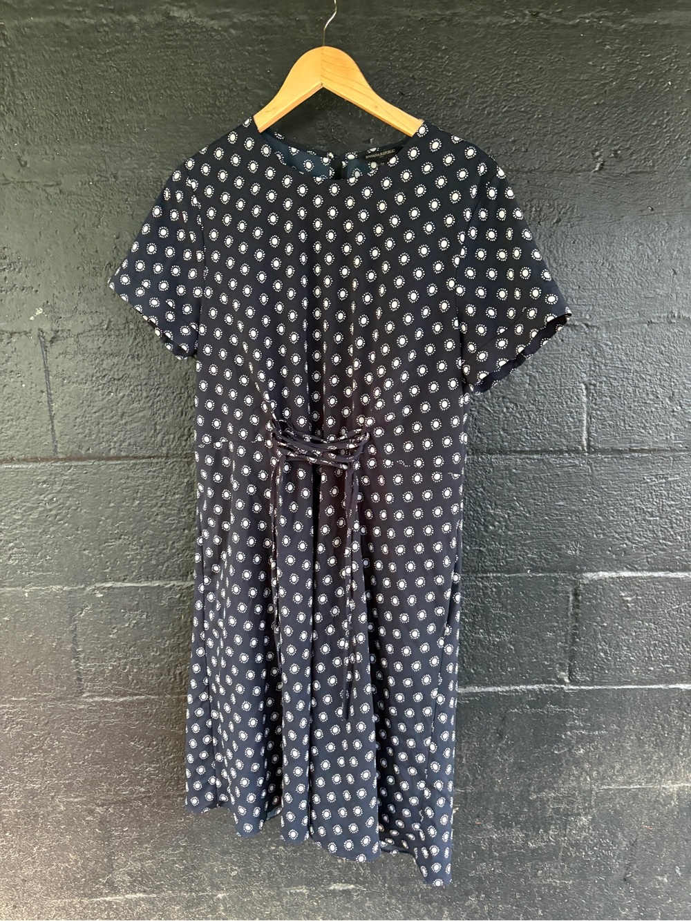 Banana Republic Dark Navy Dress with White Polka Dots